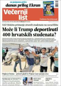 Portada de Večernji (Croatia)