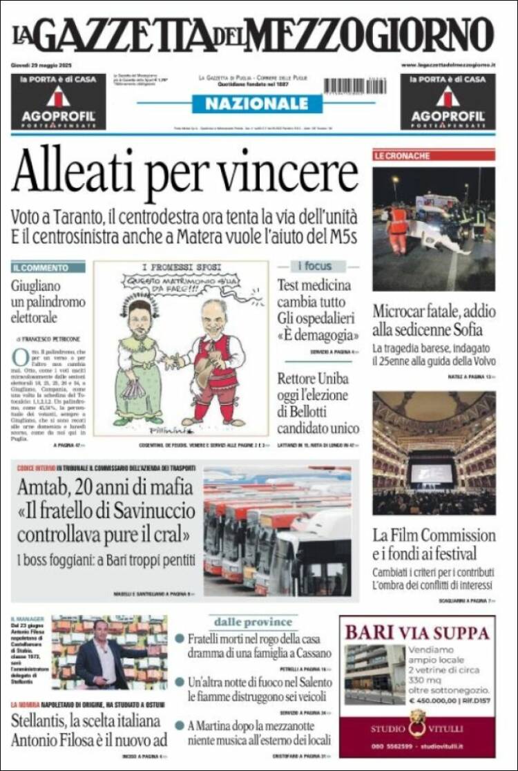 Portada de La Gazzetta del Mezzogiorno (Italy)