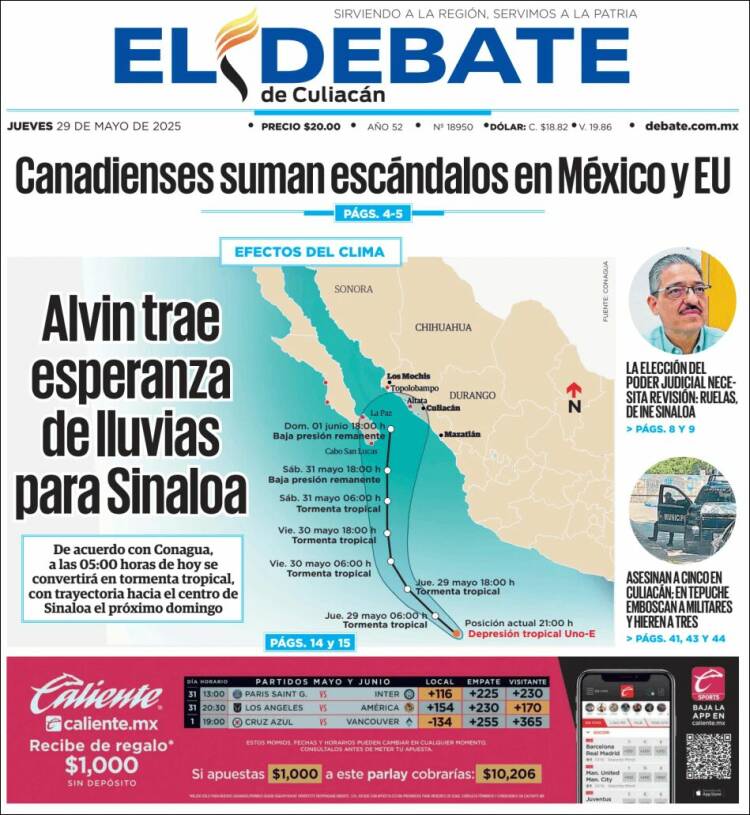 Portada de El Debate de Culiacán (Mexico)