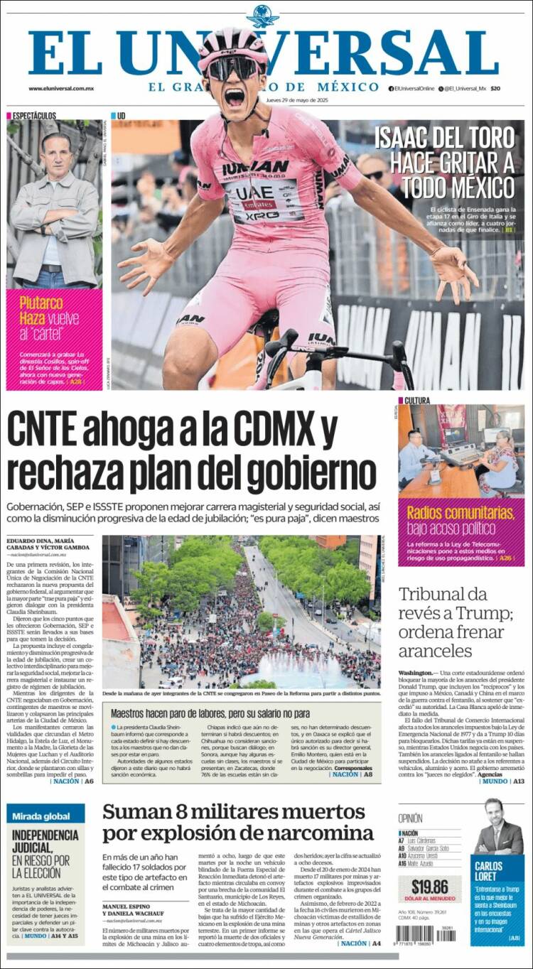 Portada de El Universal (Mexico)