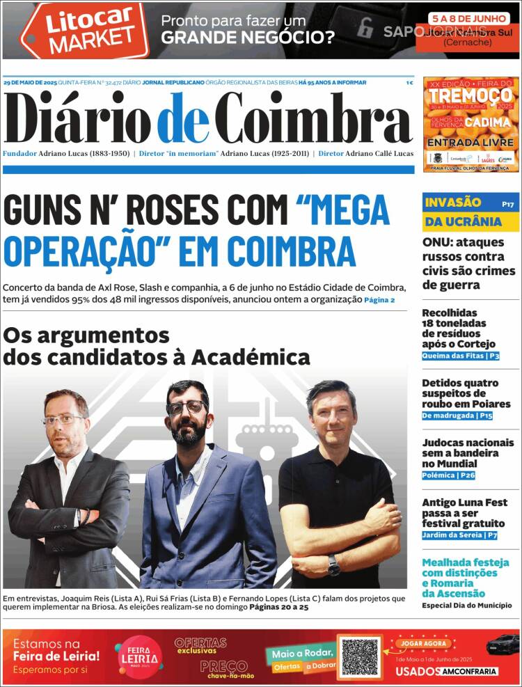 Portada de Diário de Coimbra (Portugal)