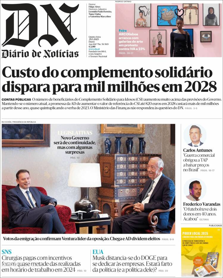 Portada de Diário de Noticias (Portugal)