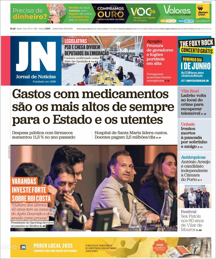 Portada de Jornal de Notícias (Portugal)