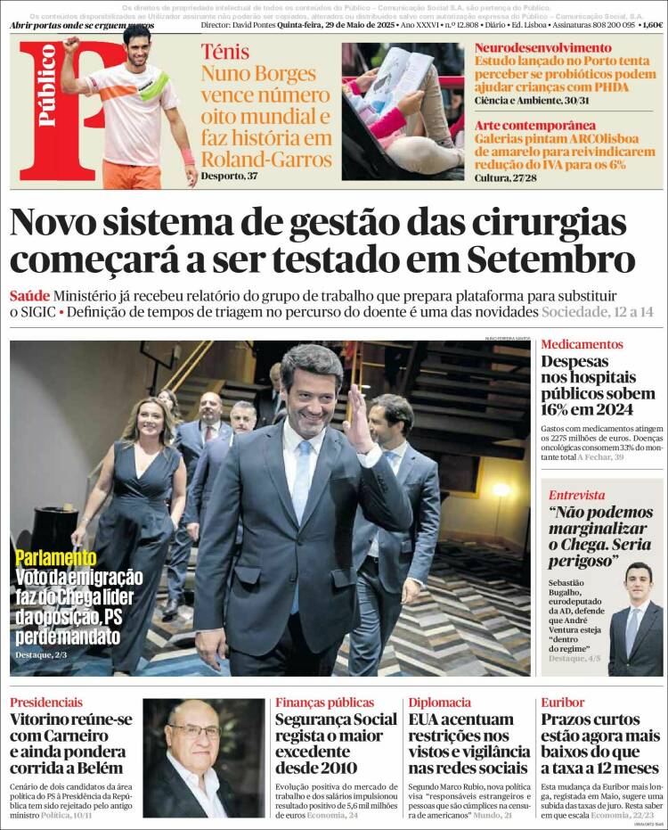 Portada de Público (Portugal)