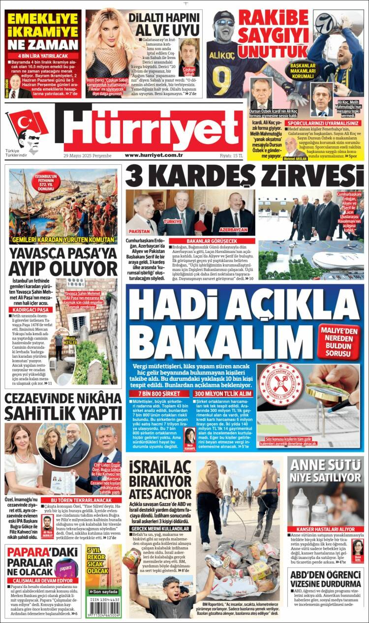 Portada de Hürriyet (Turquie)