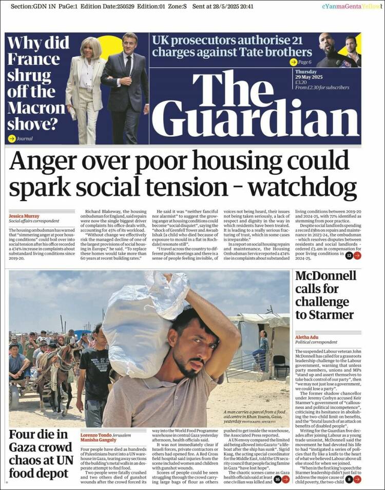 Portada de The Guardian (United Kingdom)
