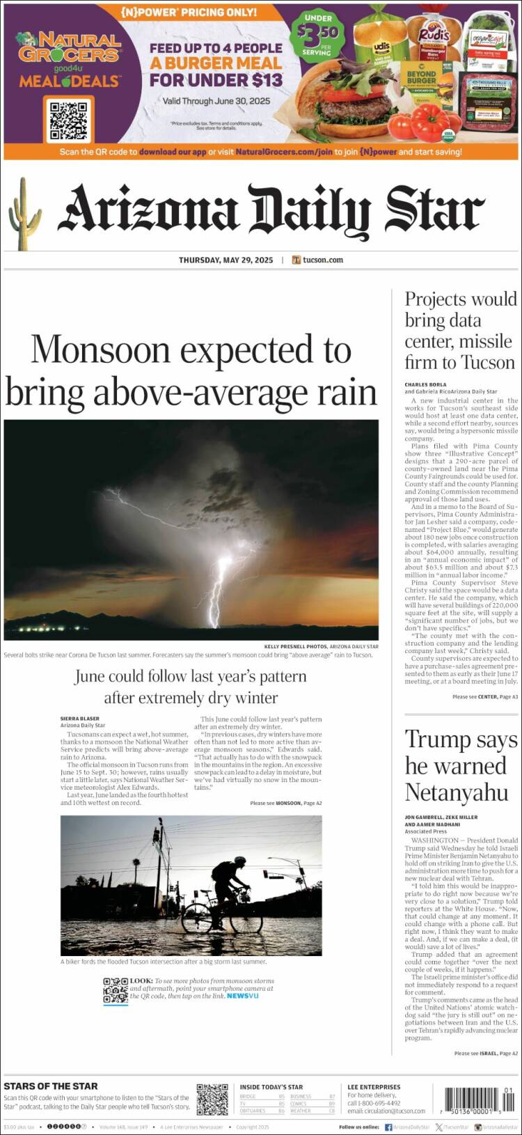 Portada de Arizona Daily Star (USA)