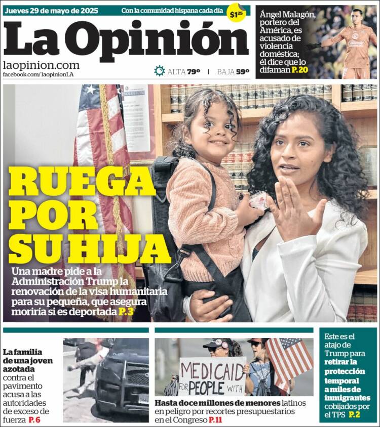 Portada de La Opinión (USA)