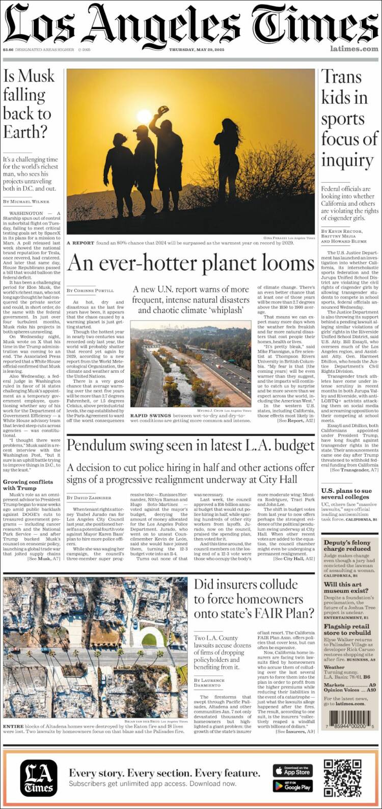 Portada de Los Angeles Times (USA)