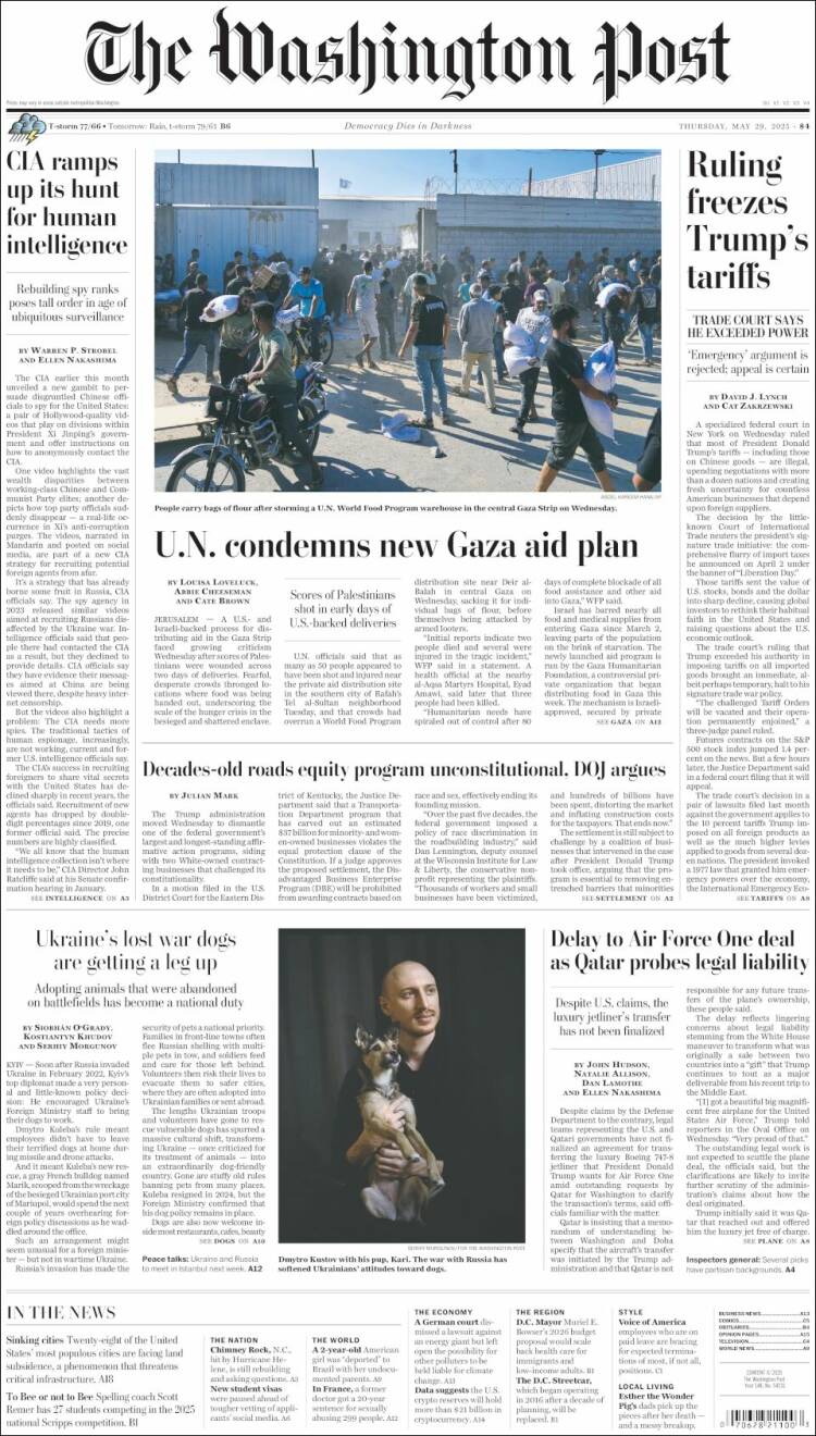 Portada de The Washington Post (USA)