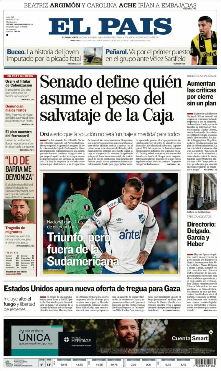 Portada de El País (Uruguay)