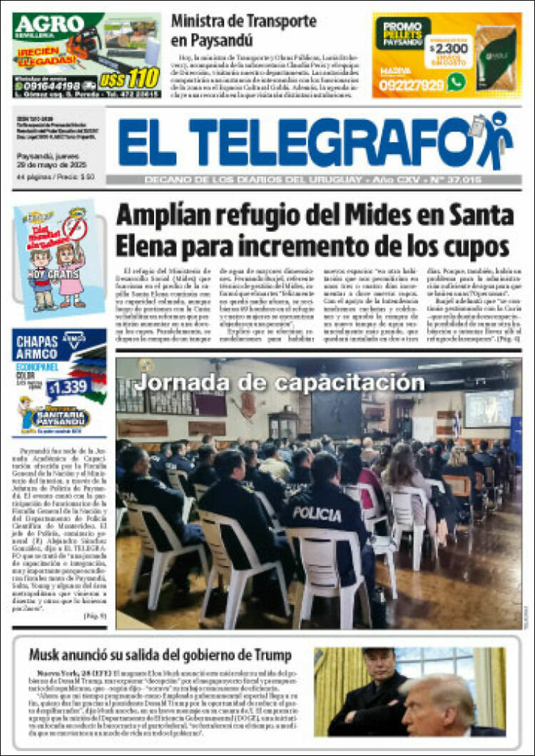 Portada de El Telégrafo (Uruguay)