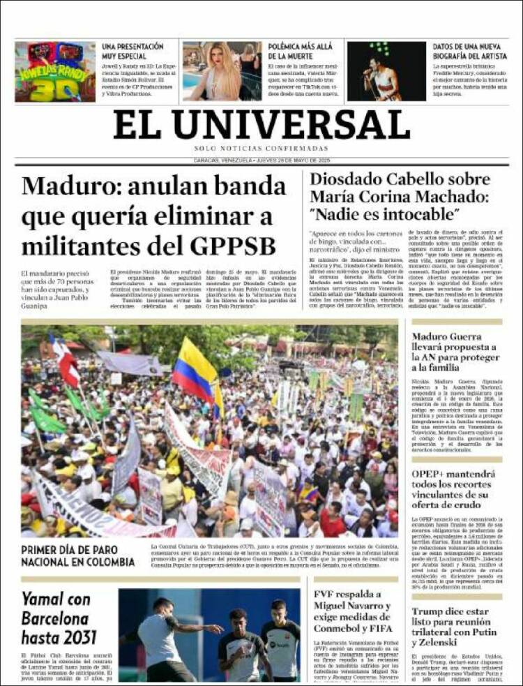 Portada de Universal (Venezuela)