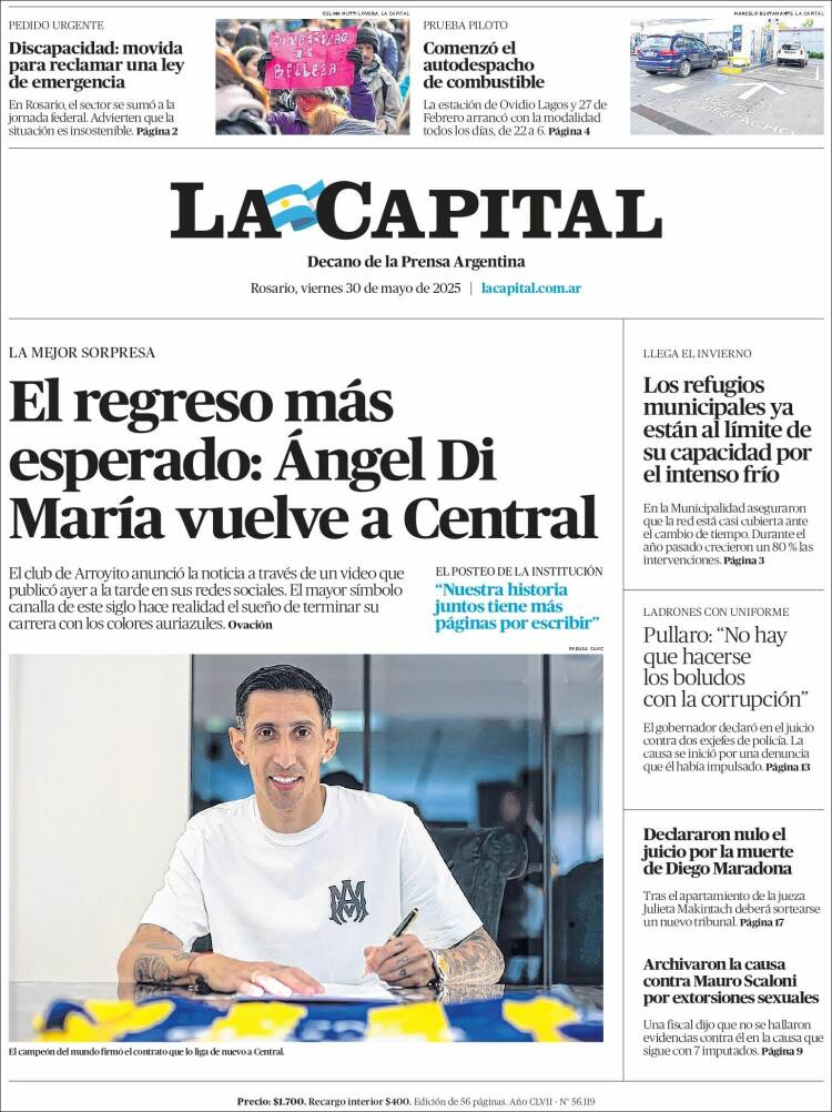 Portada de La Capital - Rosario (Argentina)