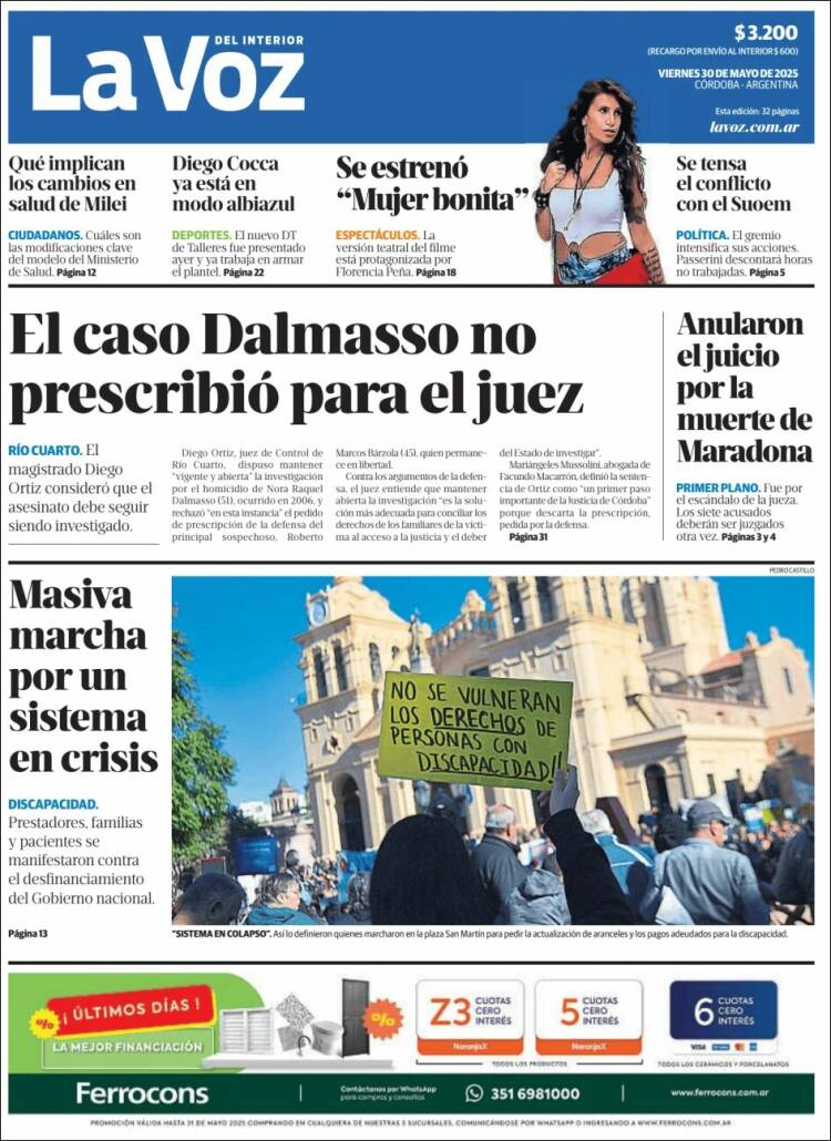 Portada de La Voz del Interior (Argentine)