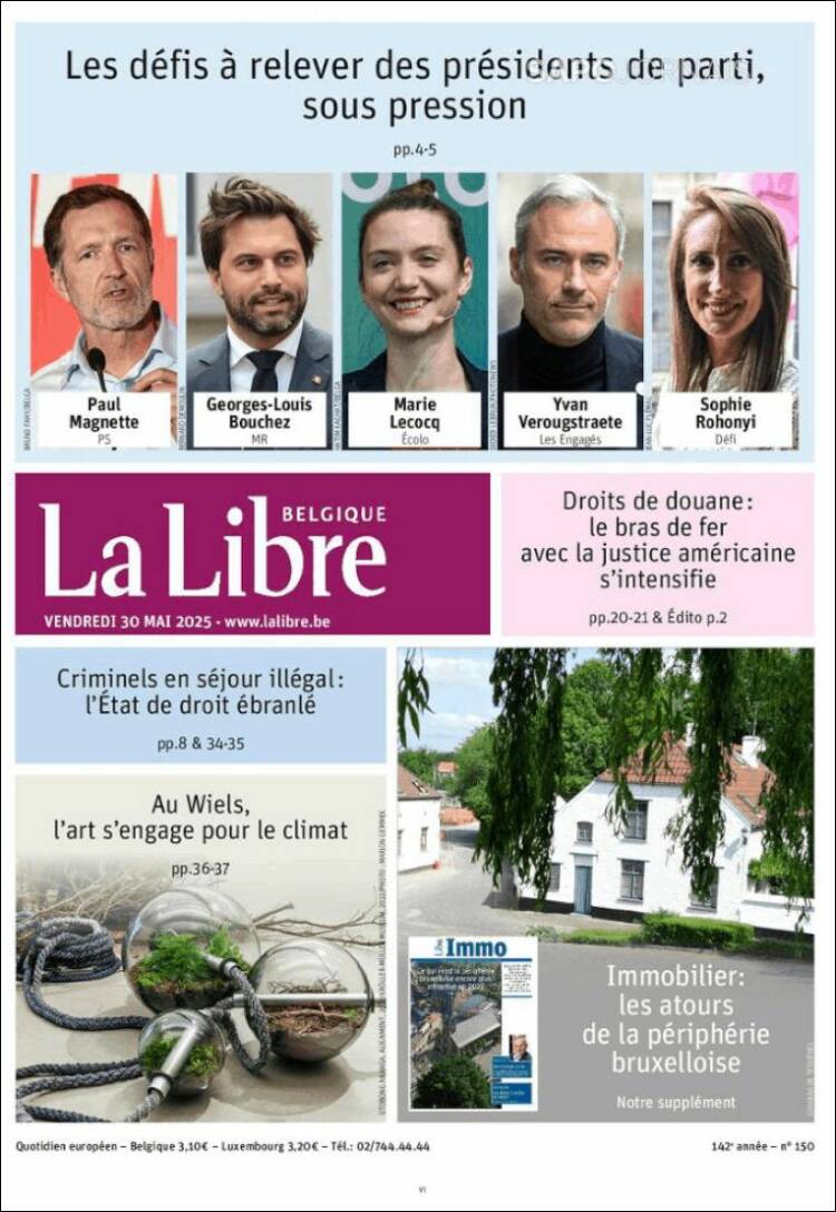 Portada de La Libre.be (Belgium)