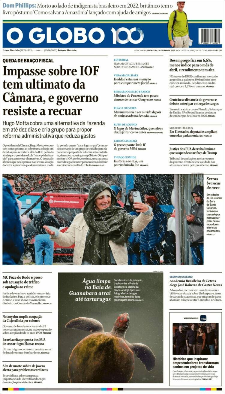 Portada de O Globo (Brasil)