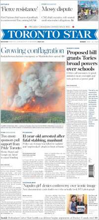 Portada de The Toronto Star (Canada)