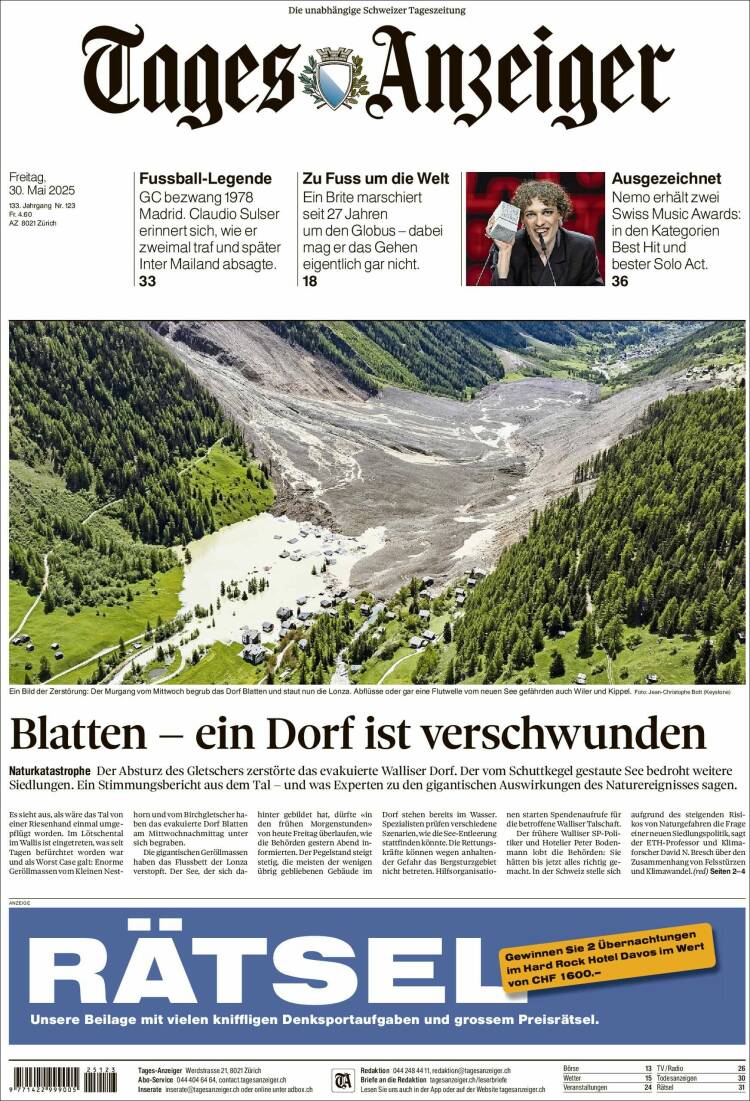 Portada de Tages-Anzeiger (Switzerland)