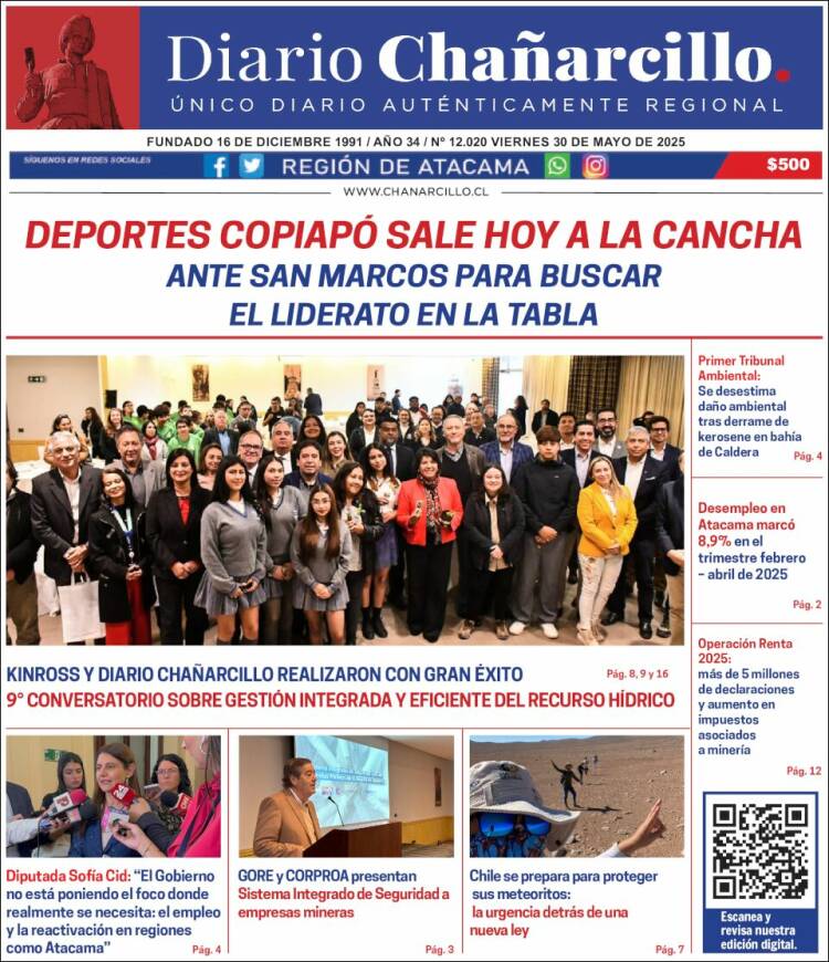 Portada de Diario Chañarcillo (Chile)