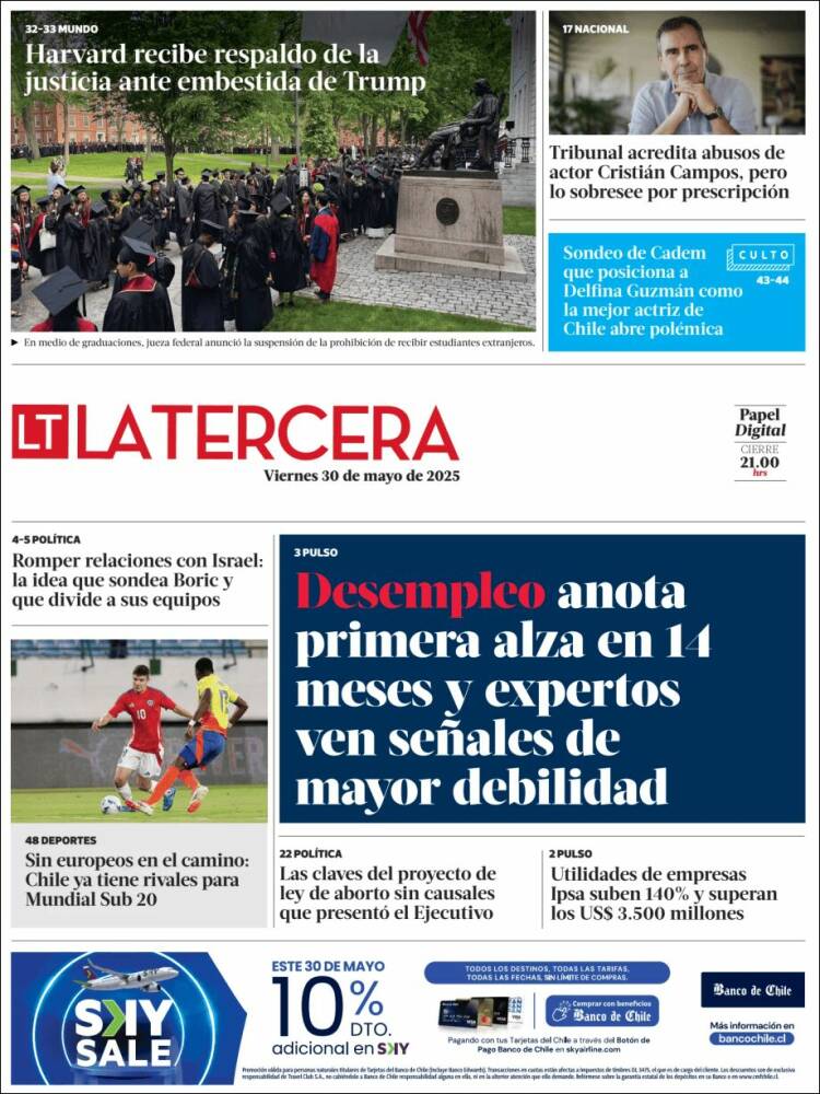 Portada de La Tercera (Chile)