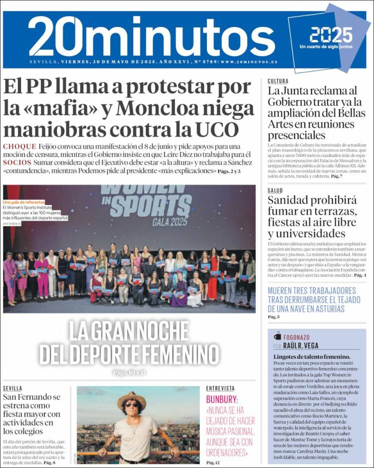 Portada de 20 Minutos - Sevilla (Spain)