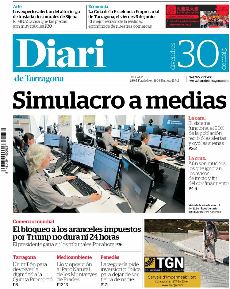 Portada de Diari de Tarragona (Spain)