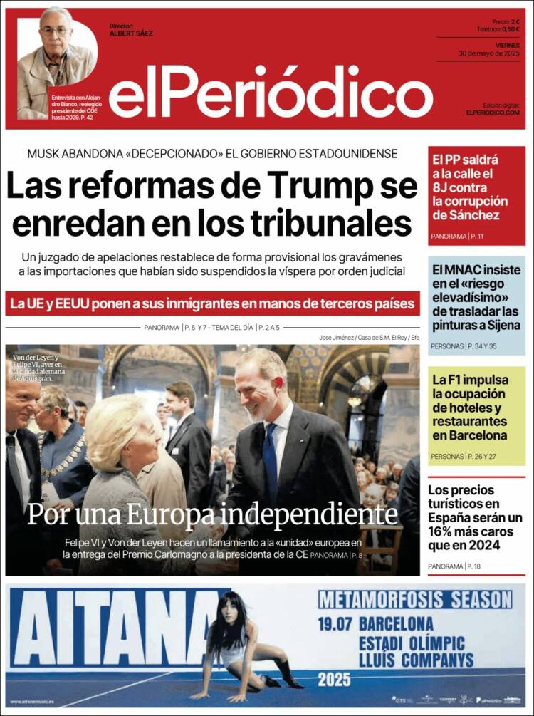 Portada de El Periódico (Spain)