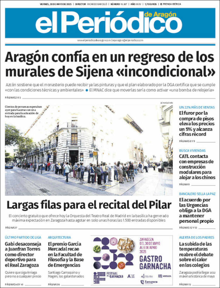 Portada de El Periódico de Aragón (Spain)
