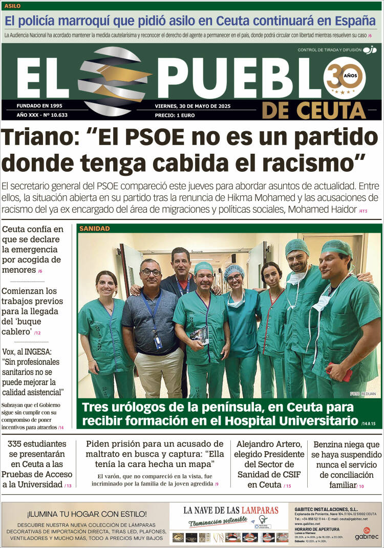 Portada de El Pueblo de Ceuta (Spain)
