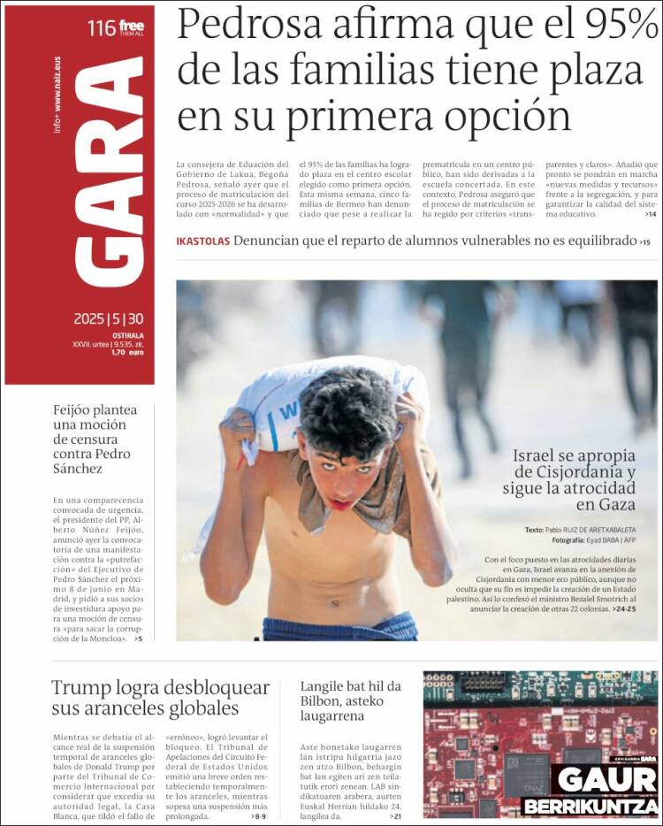 Portada de Gara (Spain)