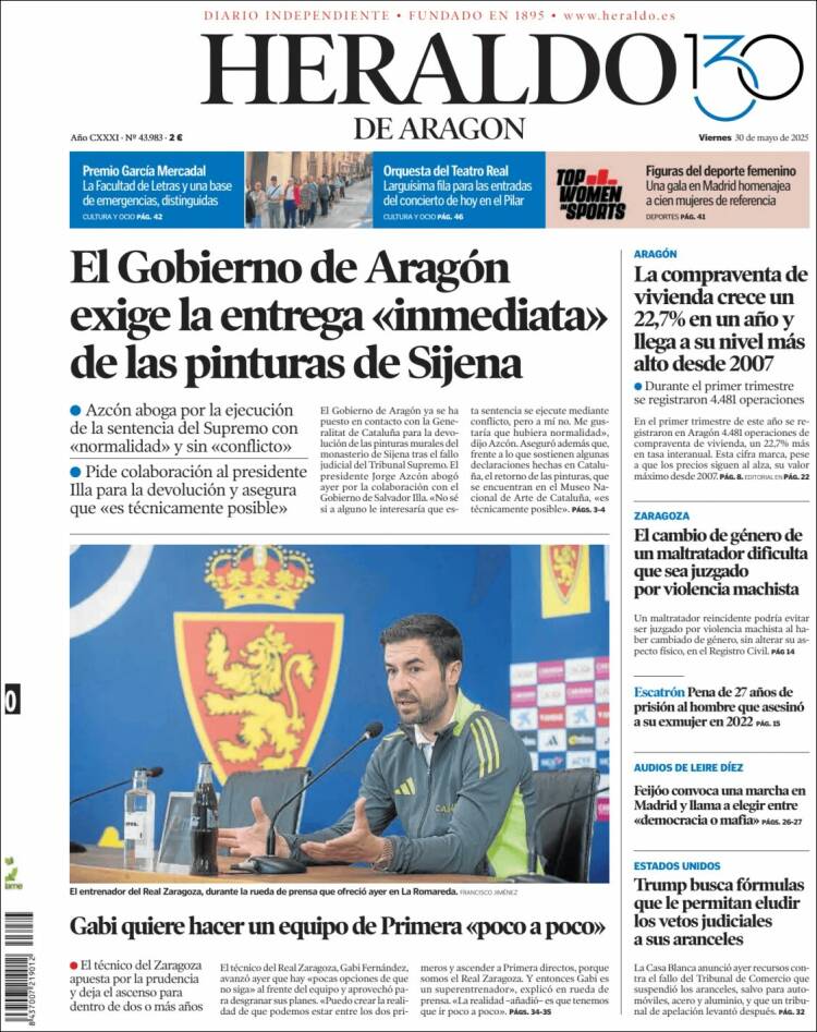Portada de Heraldo de Aragón (Spain)
