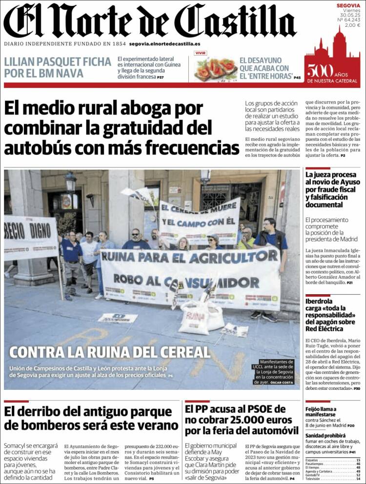 Portada de Norte de Castilla - Segovia (Spain)