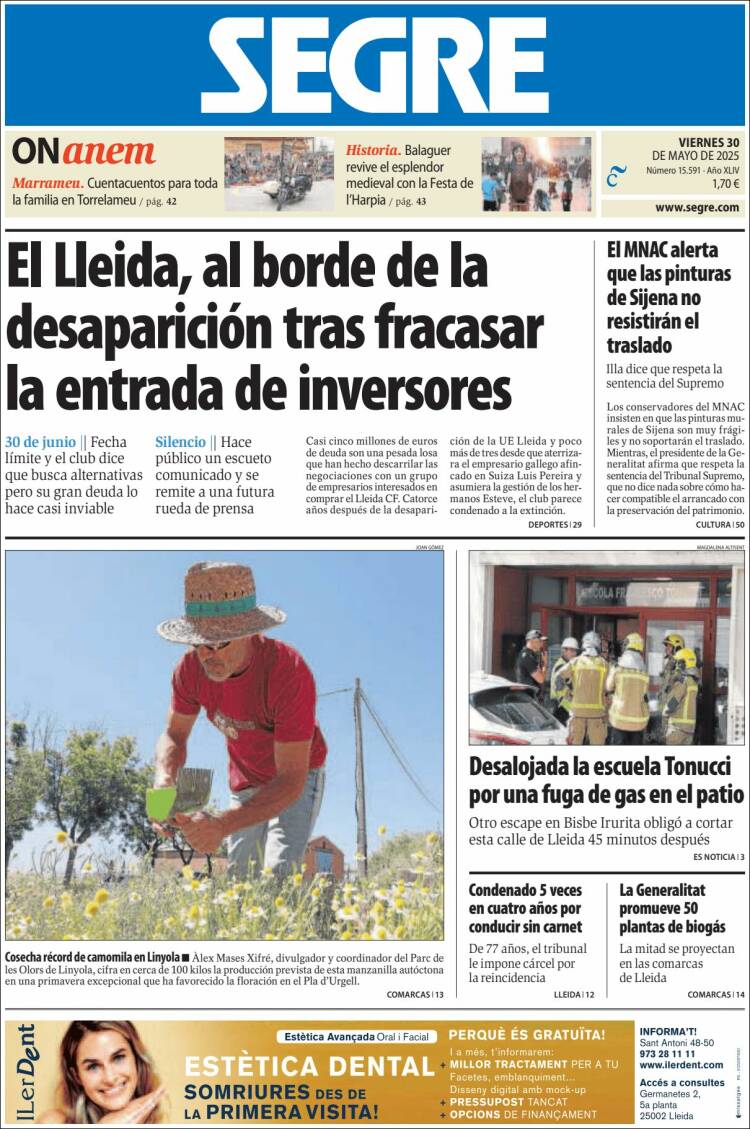 Portada de Segre  (Spain)
