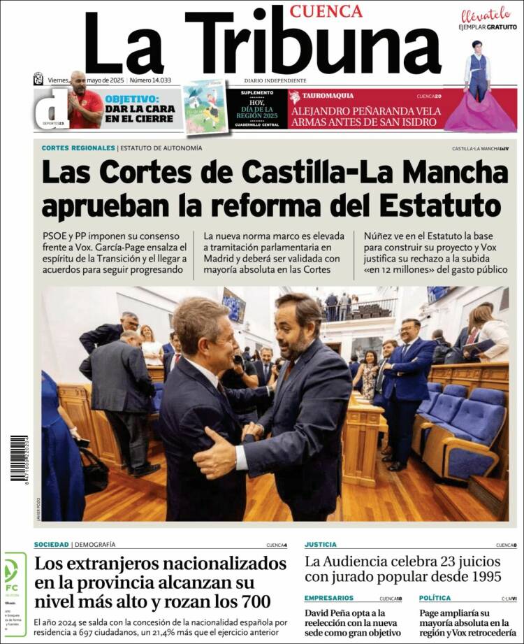 Portada de La Tribuna de Cuenca (Spain)