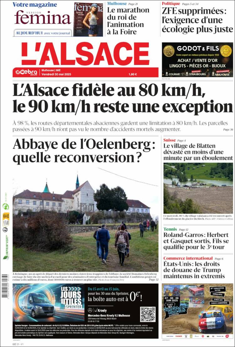Portada de Journal L'Alsace (France)