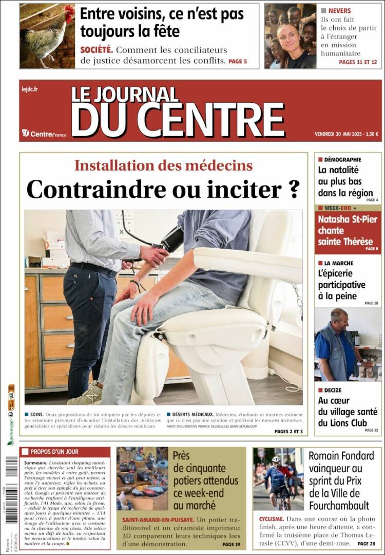 Portada de Le Journal du Centre (France)