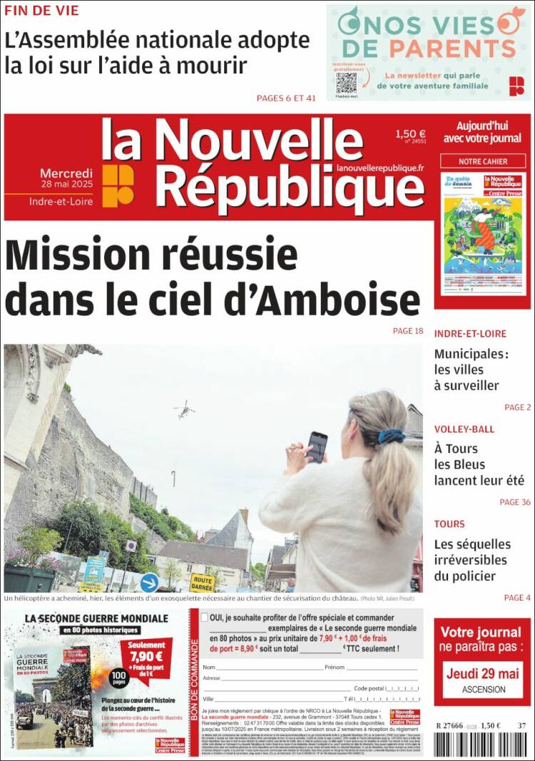 Portada de La Nouvelle Republique (France)