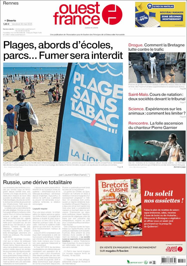 Portada de Ouest France (France)