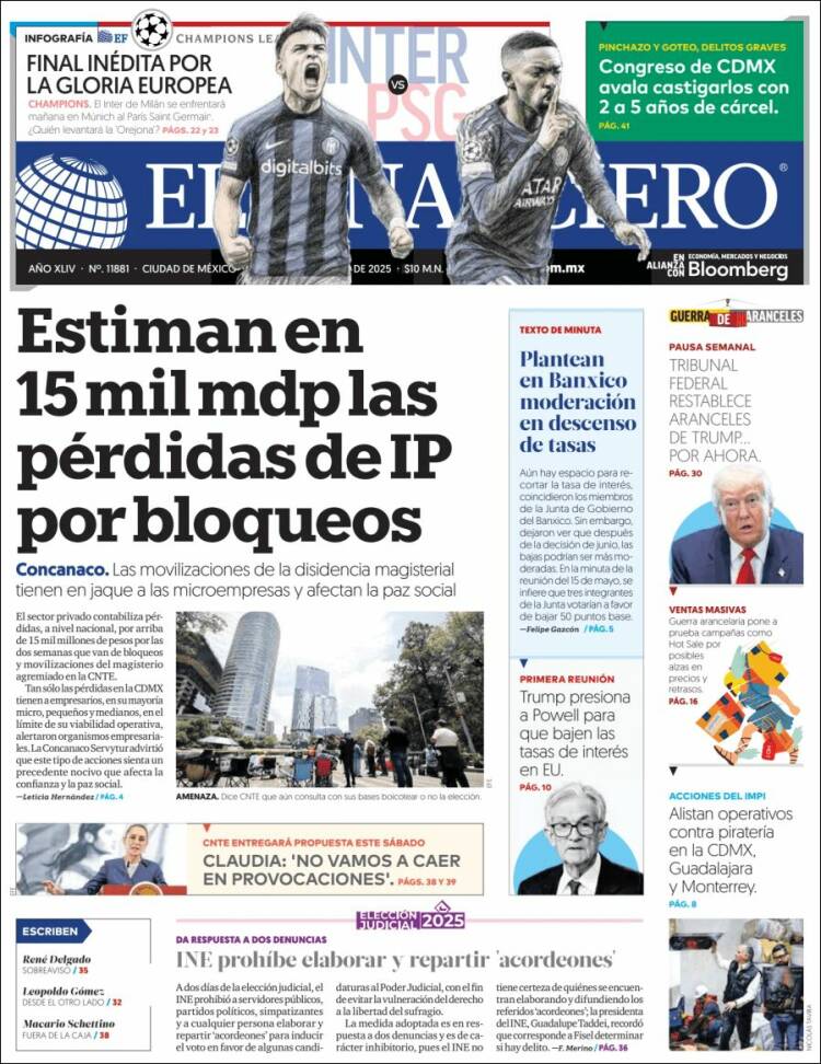 Portada de El Financiero (Mexico)