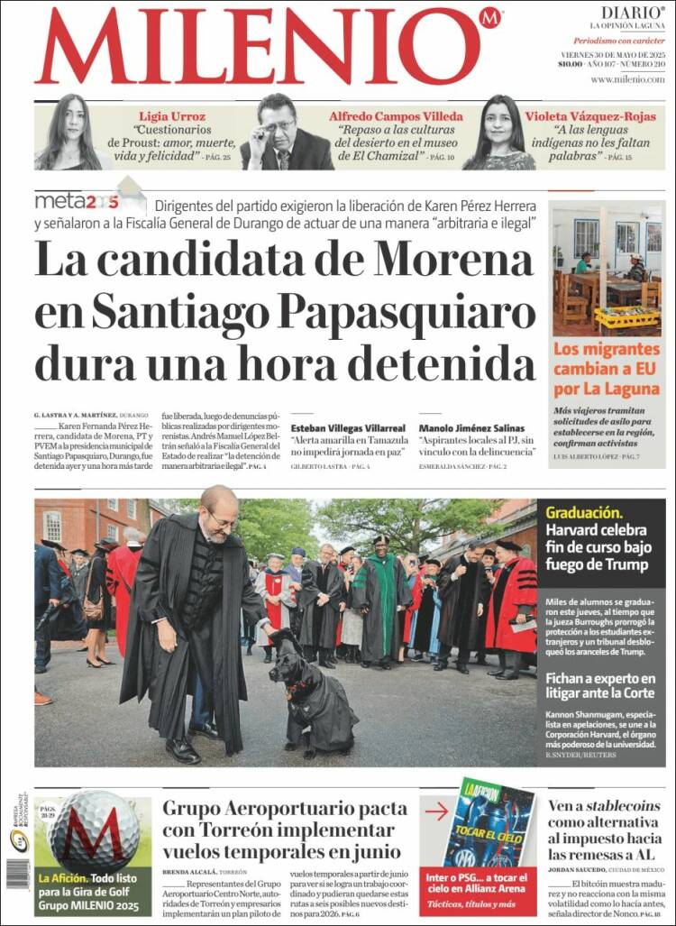 Portada de Milenio - Laguna (Mexique)