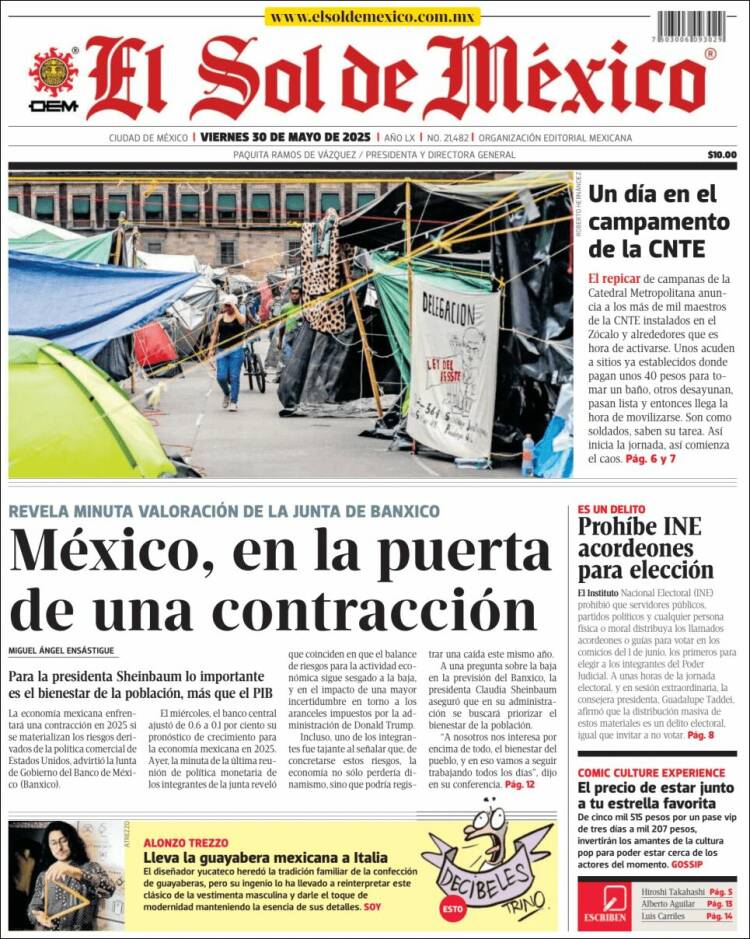 Portada de El Sol de México (Mexico)