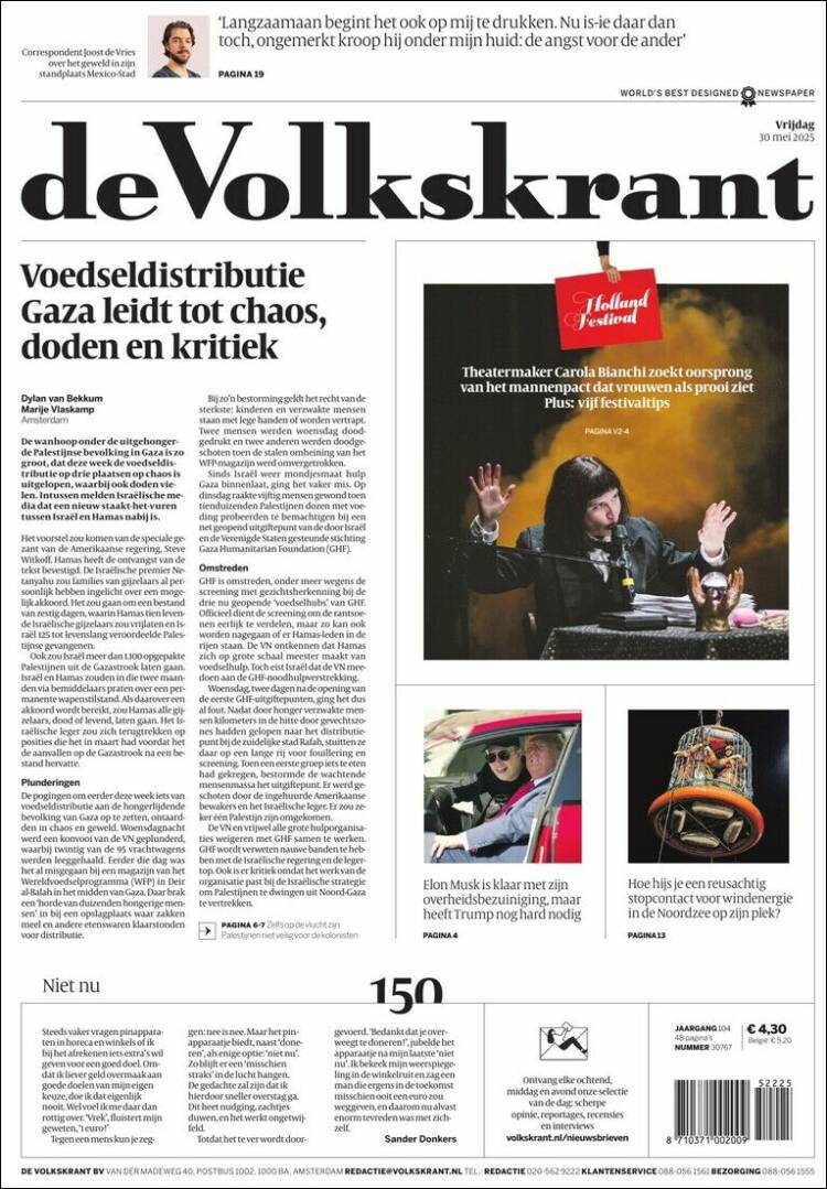 Portada de De Volkskrant (Netherlands)