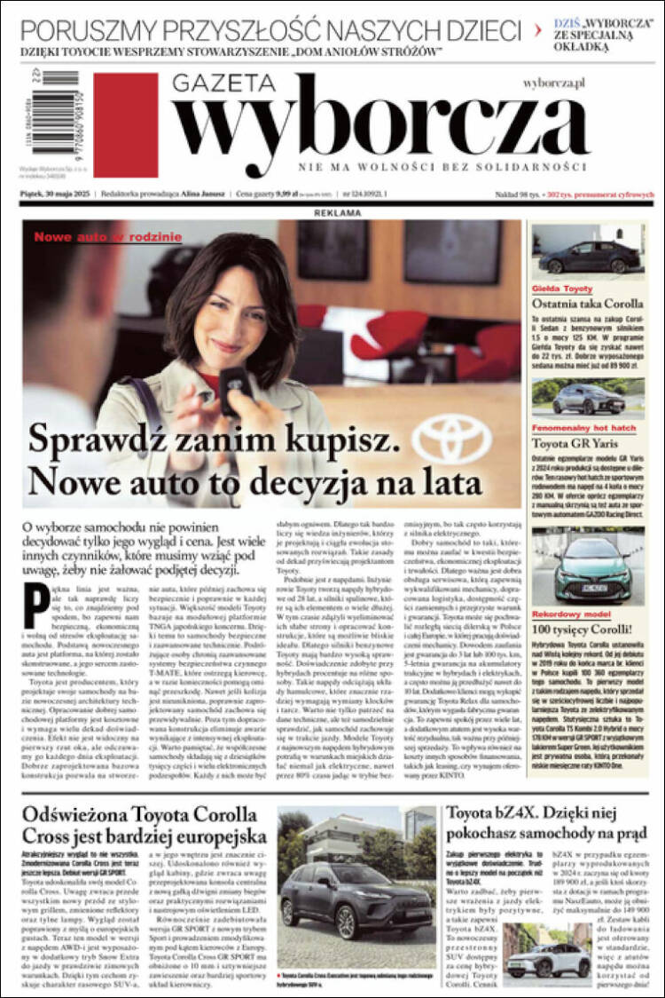 Portada de Gazeta Wyborcza (Pologne)