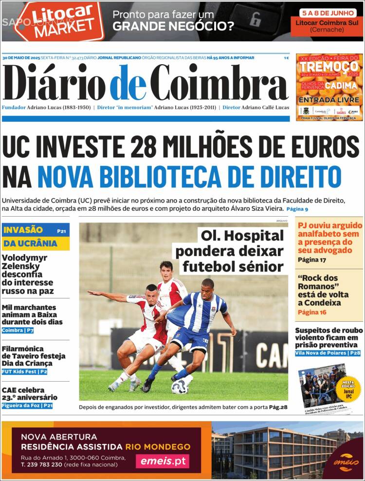 Portada de Diário de Coimbra (Portugal)
