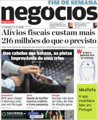 Portada de Jornal de Negócios (Portugal)