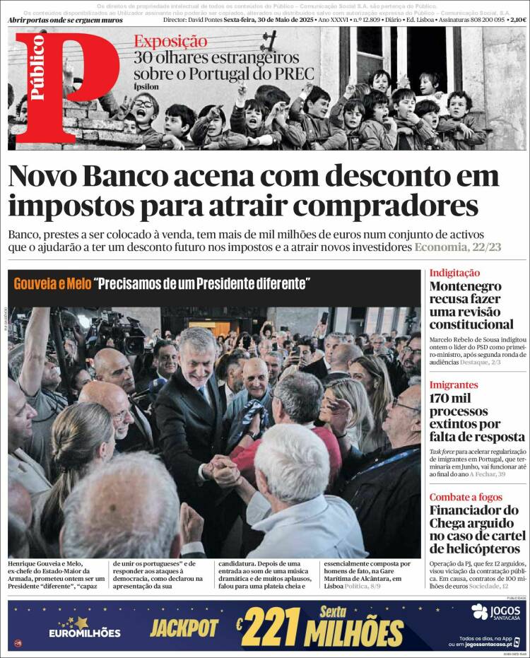 Portada de Público (Portugal)