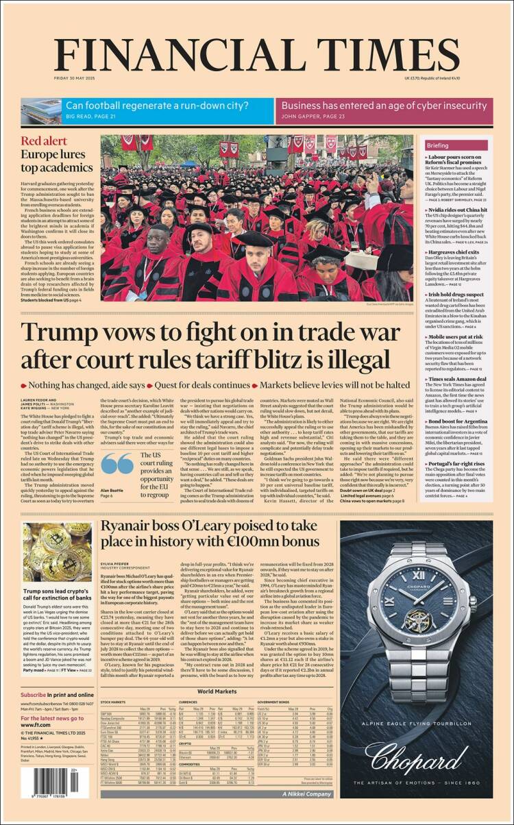 Portada de Financial Times (Royaume-Uni)
