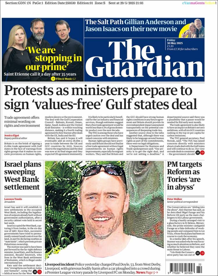 Portada de The Guardian (United Kingdom)