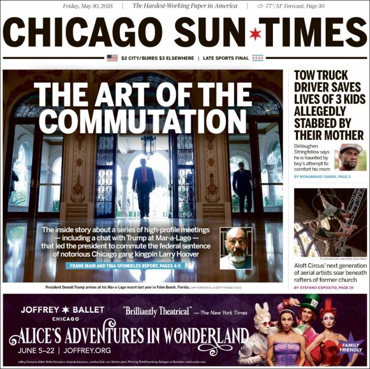 Portada de Chicago Sun-Times (USA)
